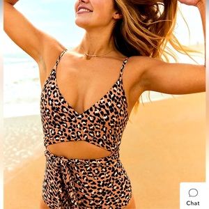Aerie Leopard Wrap One Piece Swimsuit